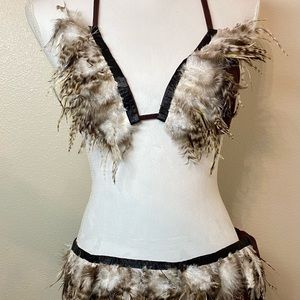 Halloween Owl! Feathered skirt and bikini top! Comes with mask/extra head band.